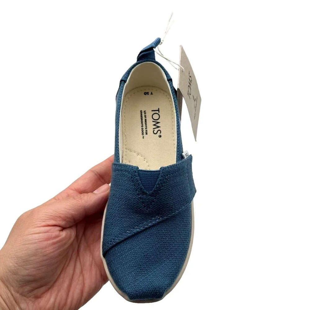 Toms Toddler Girls Alpargata Slip-on Shoes Size 10 Ocean Blue Lightweight& Comfy